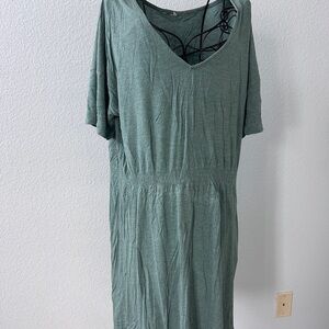 Green V-Neck Dress